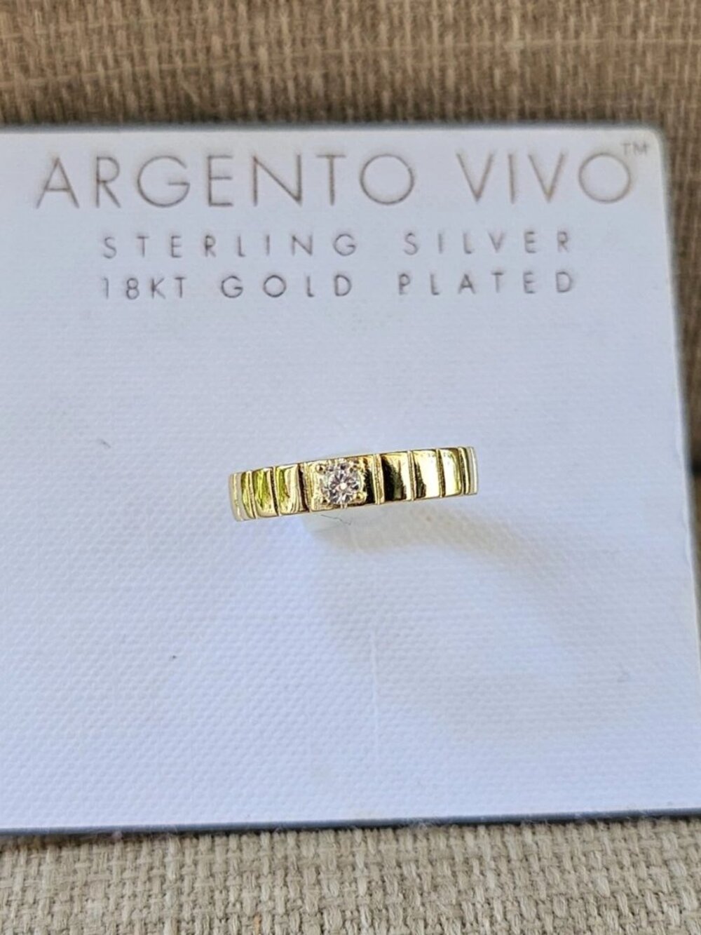Argento Vivo Ring 18KT Gold Plated Over Sterling Silver Fine Jewelry Size 7 New - Picture 9 of 10
